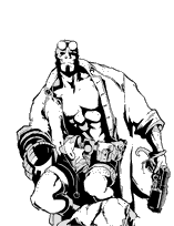 coloriage hellboy sur le rocher